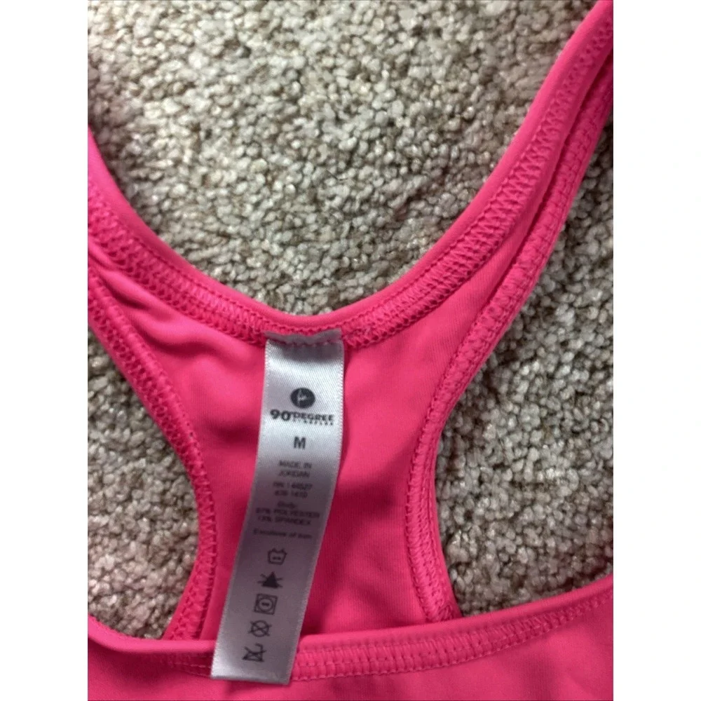 Womens 90 Degree Sports Bra Pink Racerback Bra Size Med